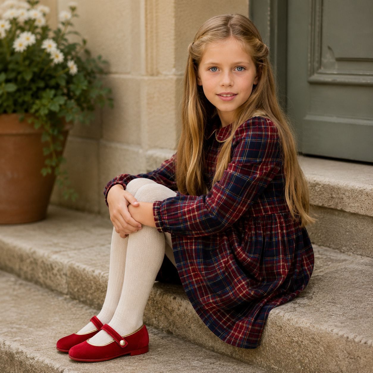 Golden Trim Mary Jane | Red Velvet