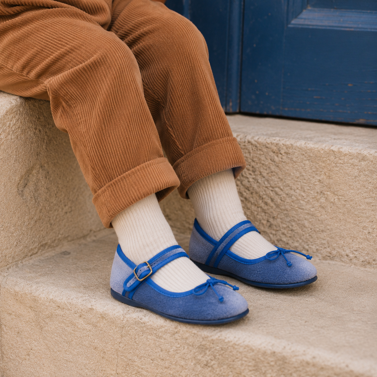 Ellis Velvet Ballet Flat | French Blue