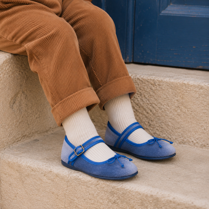 Ellis Velvet Ballet Flat | French Blue