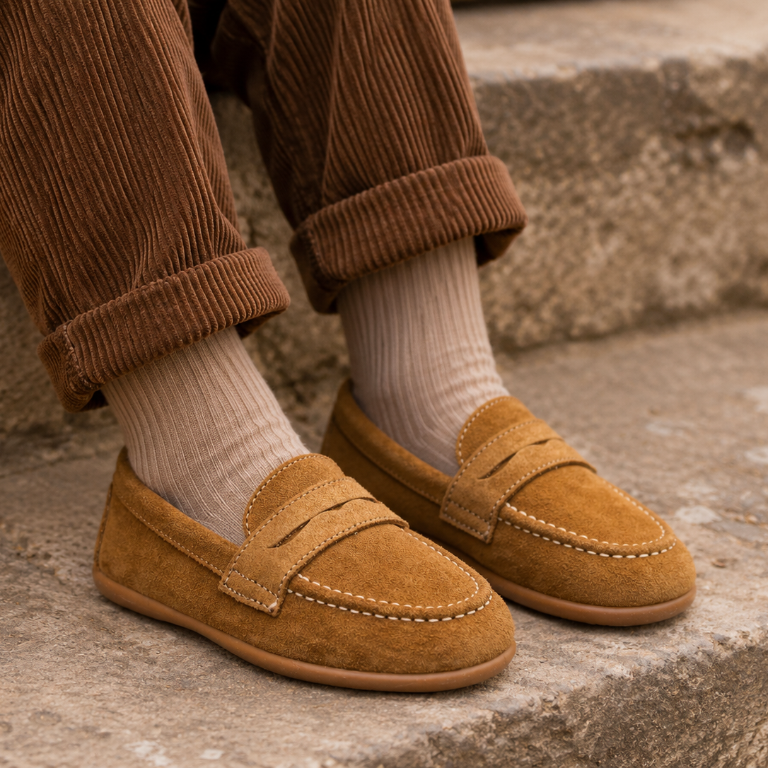 Suede Penny Loafer | Camel