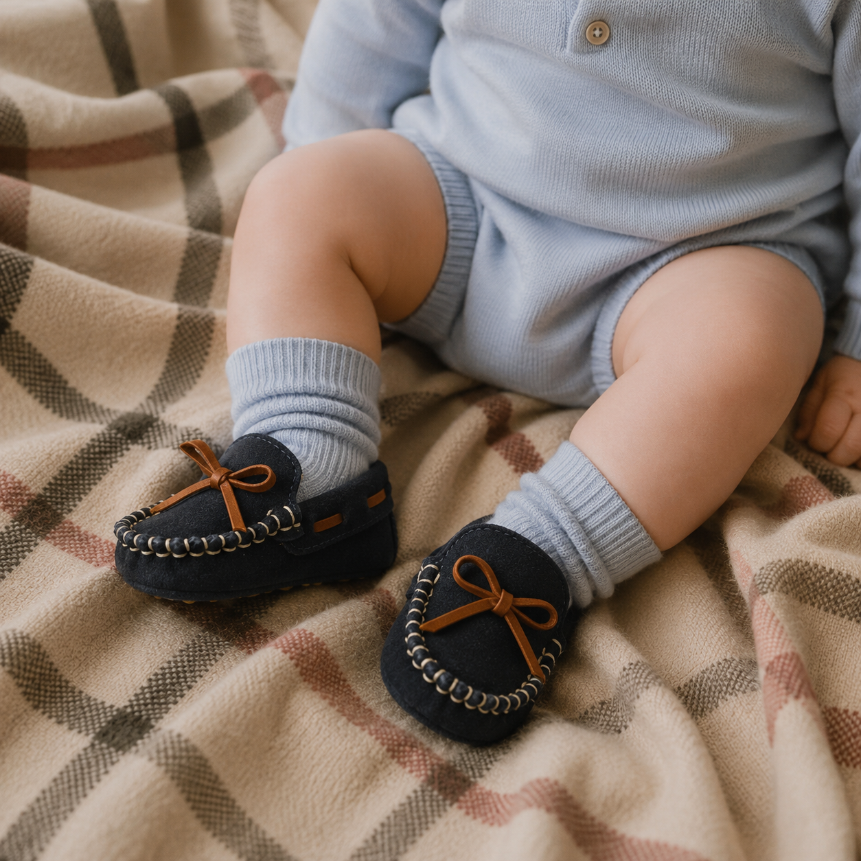 Mocassin de conduite en daim bleu clair