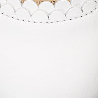 Elephantito - White leather toddler shoe with scalloped edge and perforated detailing on the collar.