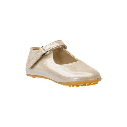 Elephantito - Toddler Mary Jane shoe in soft talc color with adjustable strap and textured sole.