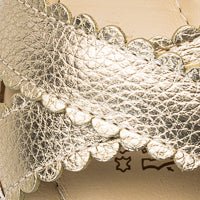 Elephantito - Toddler sandal in metallic gold leather with scalloped edges and textured finish.