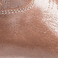 Metallic blush suede children's boot with detailed stitching on toe area.