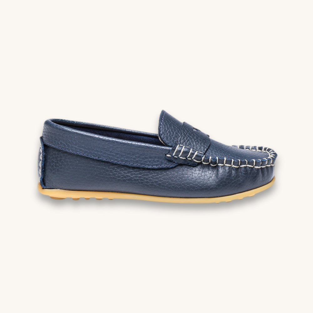 Alex Driver Moccasin | Blue Leather