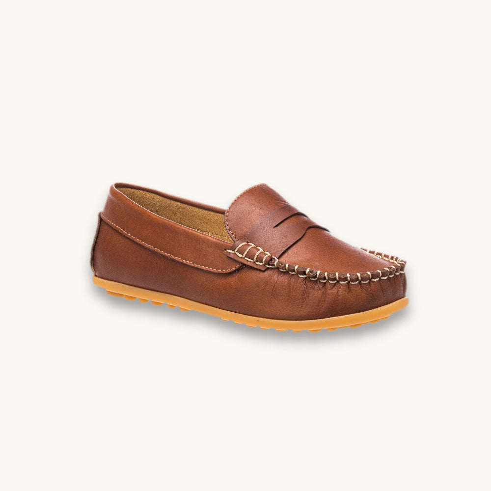 Alex Driver Moccasin | Natural Brown Leather