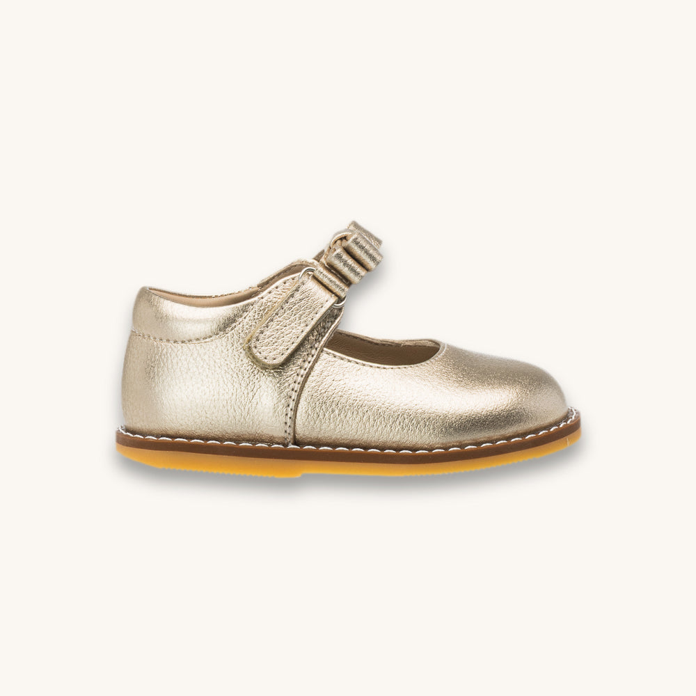 Mary Jane avec nœud pour tout-petit, couleur or