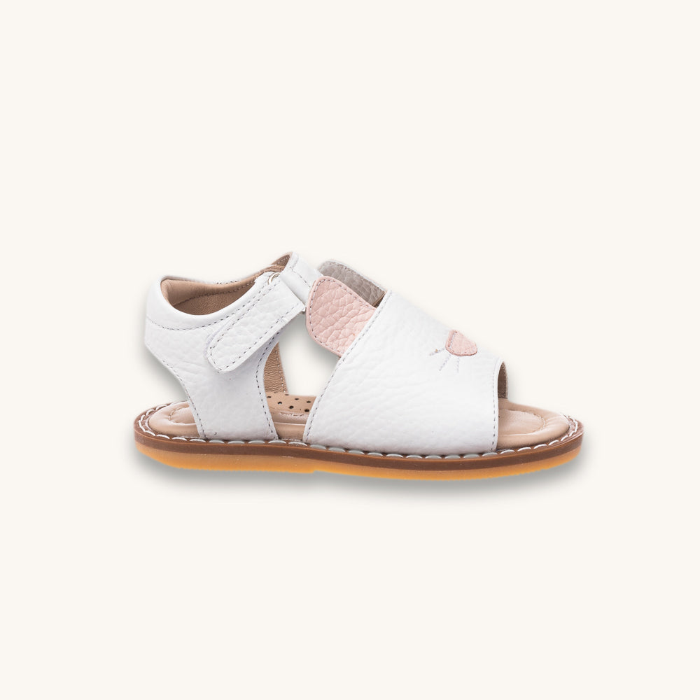 Toddler Bunny Sandal | White Leather