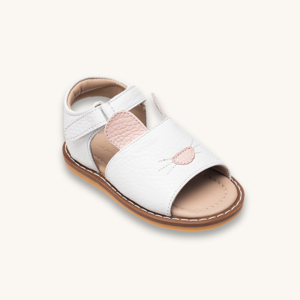 Toddler Bunny Sandal | White Leather