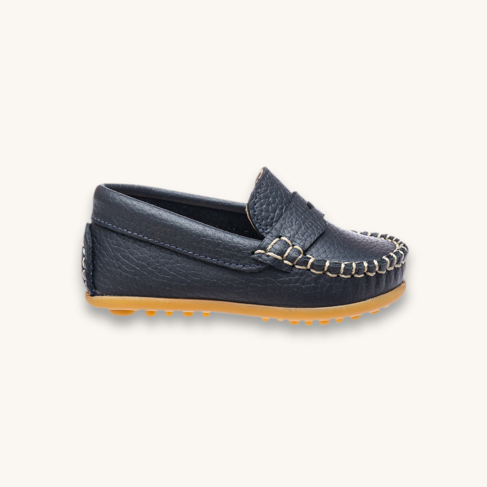 Toddler Alex Driver Moccasin | Blue Leather