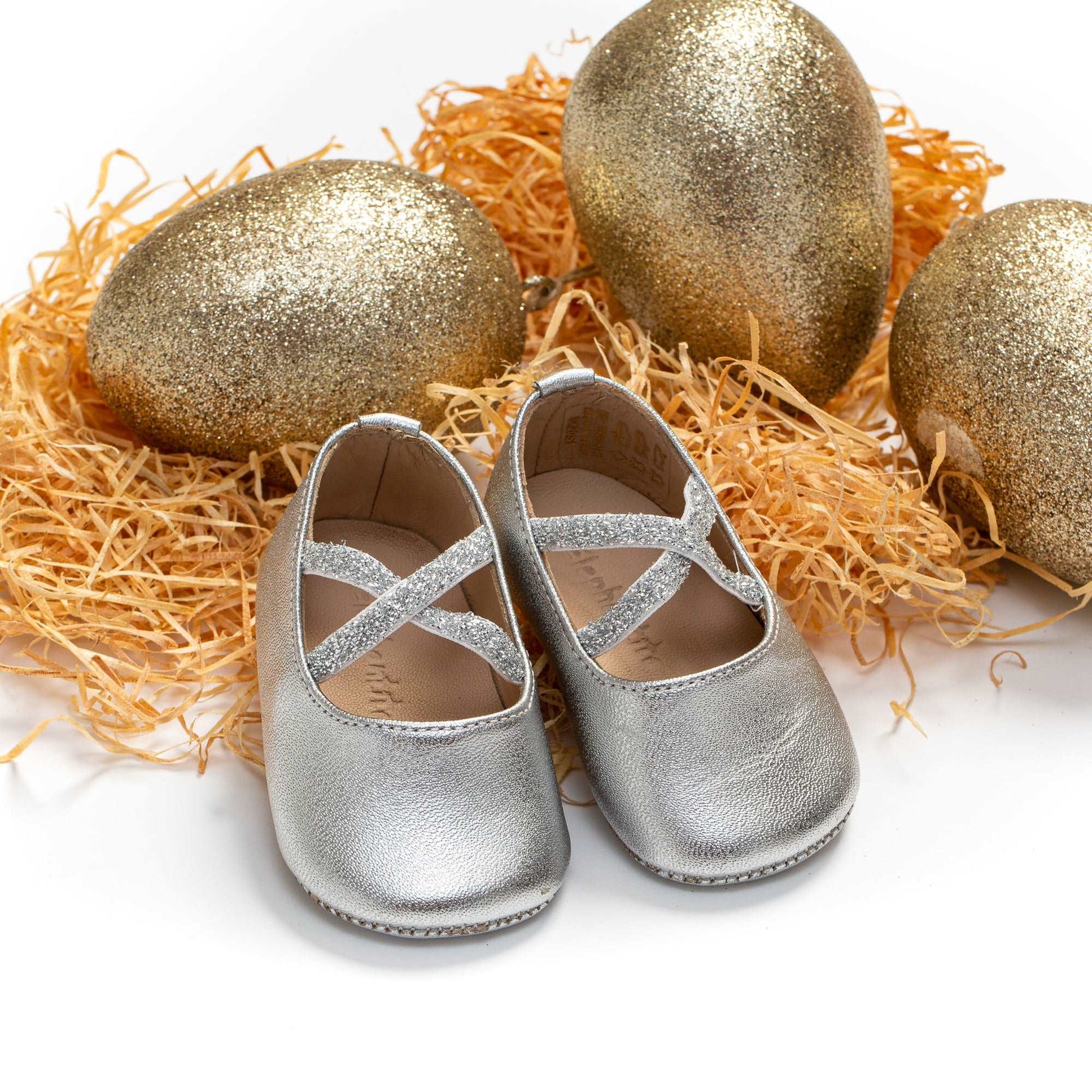 Crossed Ballerina Baby Silver