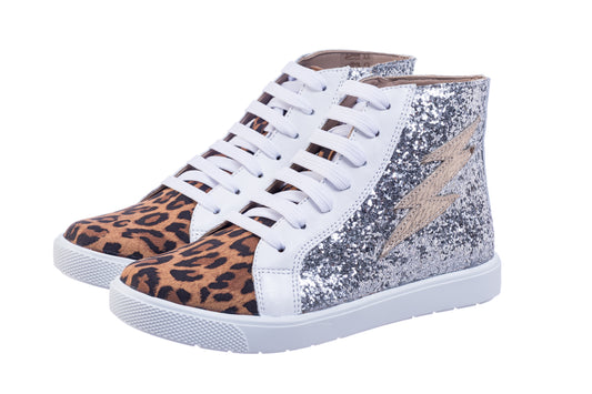*Exclusive* Rockstar Sneaker, Silver Glitter  Leopard