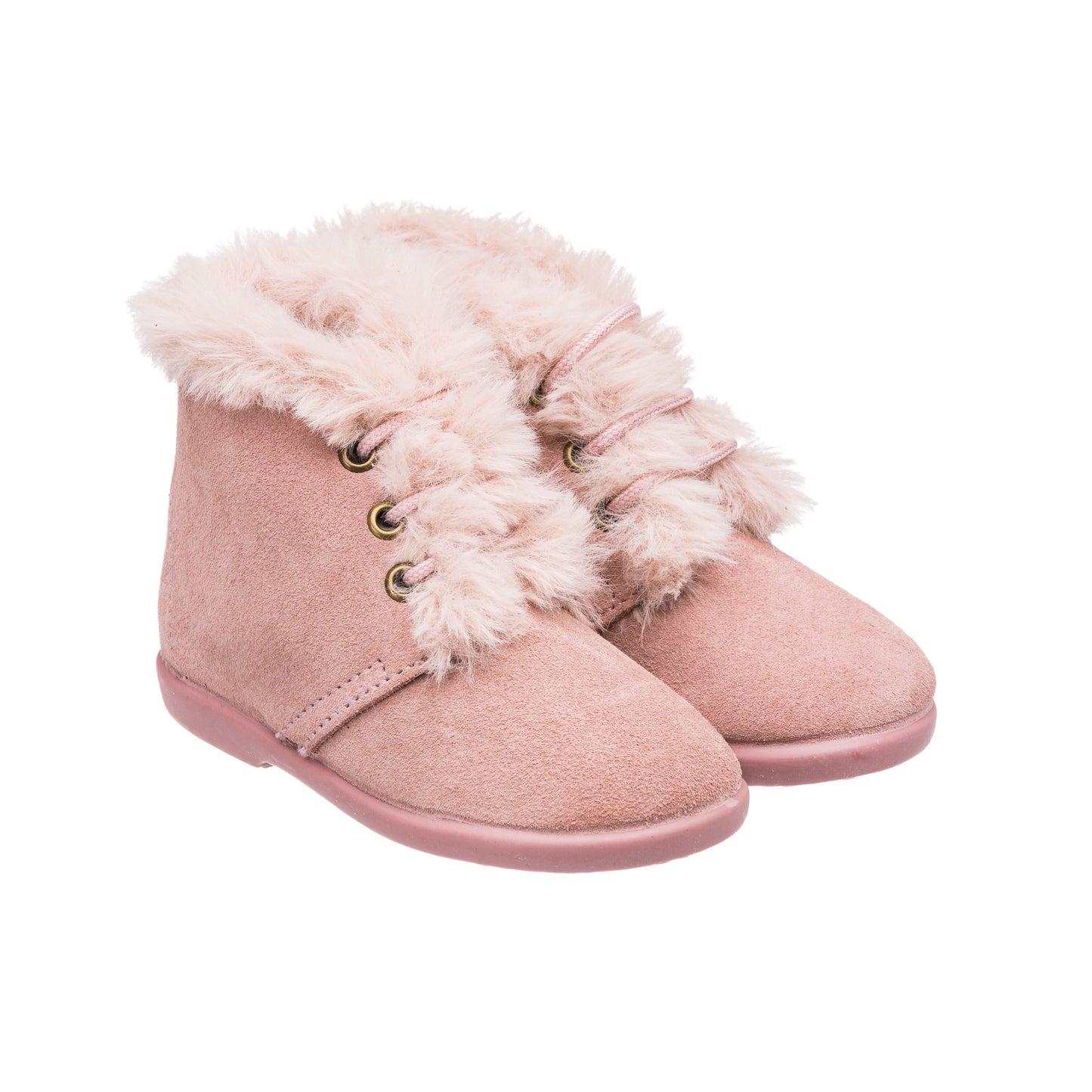Teddy Bootie with Laces Suede Pink