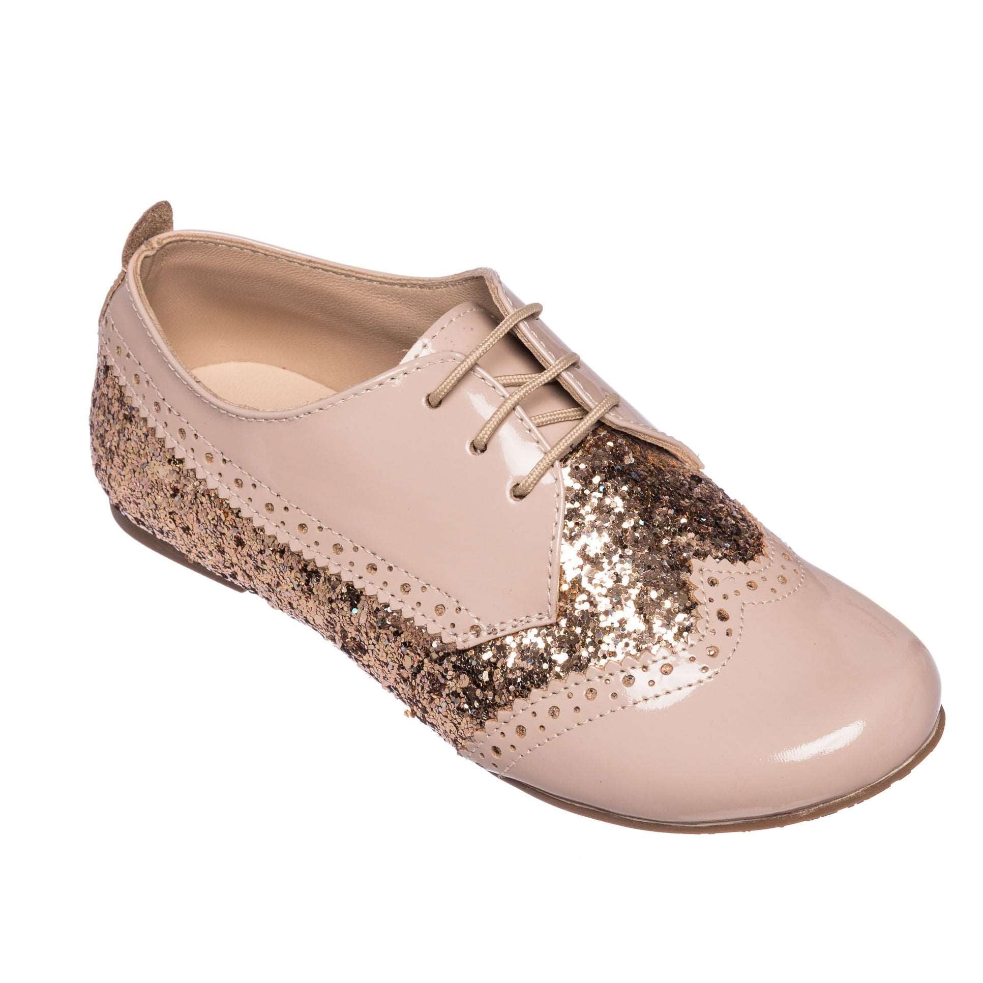 Girl's Wingtip Oxford Glitter Rose
