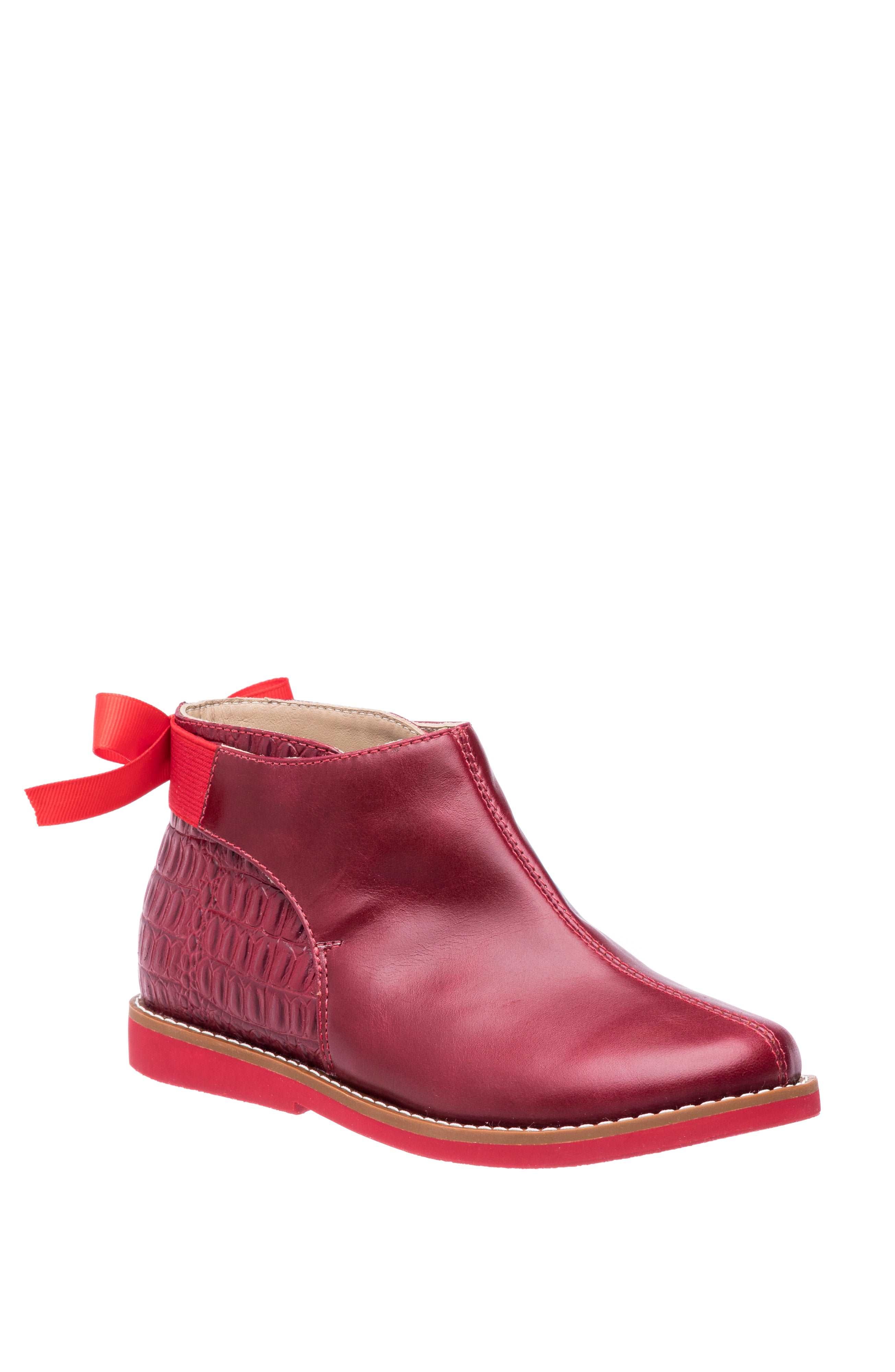 Elephantito Girls Annabelle Bow Moc Croc Leather Booties
