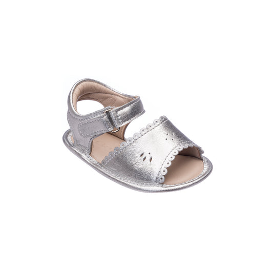 Sandal W/Scallop Metallic Silver
