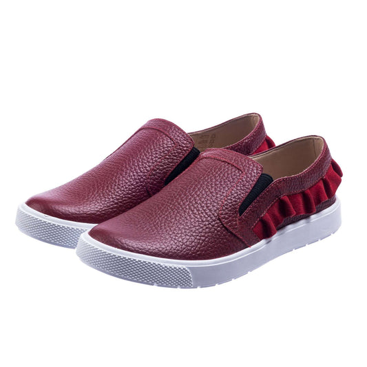 Ruffled Slip-On Textured Red