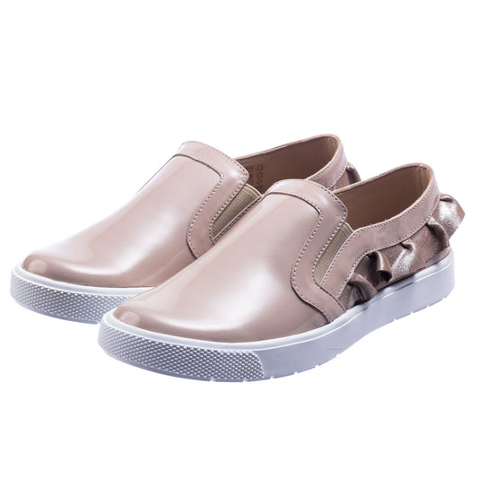 Ruffled Slip-On Patent Blush