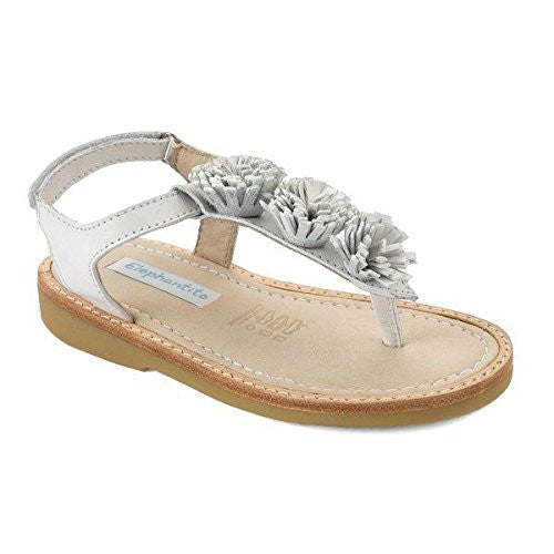 Thong Sandal with Pom Pom White